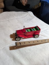 Vintage Tin Litho Toy Car Old Timer Touring Roadster Made In Japan 1950s Red