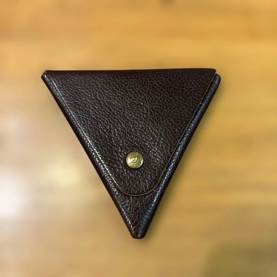 Il Bisonte Leather Triangular Coin Purse Dark Brown Used | eBay Australia