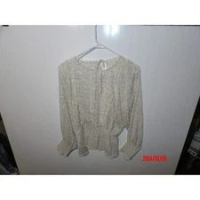 Grade & Gather Women Med Blouse Shirt Ivor/ Yellow Satin Open Back Elastic Waist