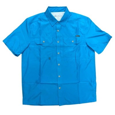 Eddie Bauer Men's Short Sleeve Moisture Wicking Woven TechShirt (Blue Danube, S)