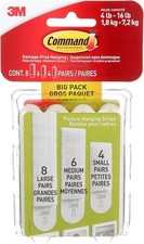 3M Command Picture Hanging Strips Big Pack, 18 Pairs, White 0.50 per strip