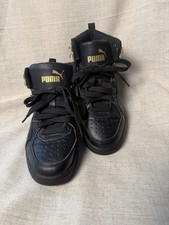 Puma Rebound LayUp Mid Black Gold High Top Sneakers Youth US 6 EU 38
