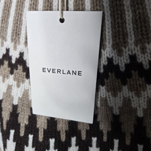 NWT Everlane womens Fair Isle Crew Bone beige brown Sweater sz small 100% wool - Picture 4 of 12
