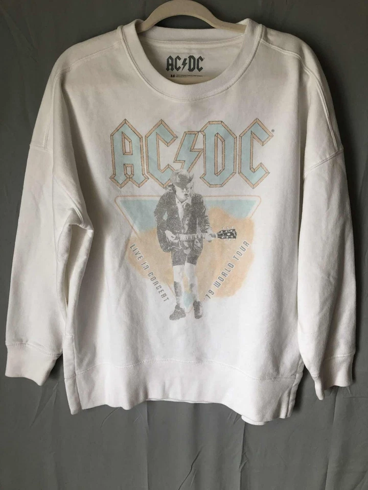 Sudadera AC/DC Live in Concert 79 World Tour Band para mujer talla M blanca *Leer Foto 3 de 4