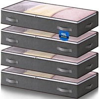 Unterbettkommode 90L Aufbewahrungsbox Mit Deckel, 4 StüCk, Faltbare