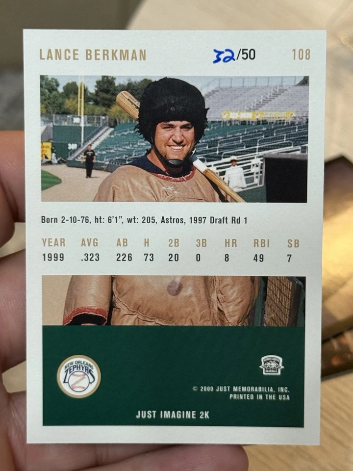 RARE! 2000 Just Minors Just Imagine Black Border Lance Berkman #150 #’d 32/50 - Image 2 of 2