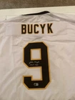 Autographed/Signed JOHNNY JOHN BUCYK HOF  Boston White Hockey Jersey JSA COA