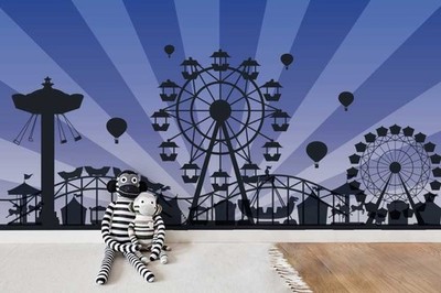 3D Amusement Park Night Scene Wall Murals Wallpaper Murals Wall Sticker
