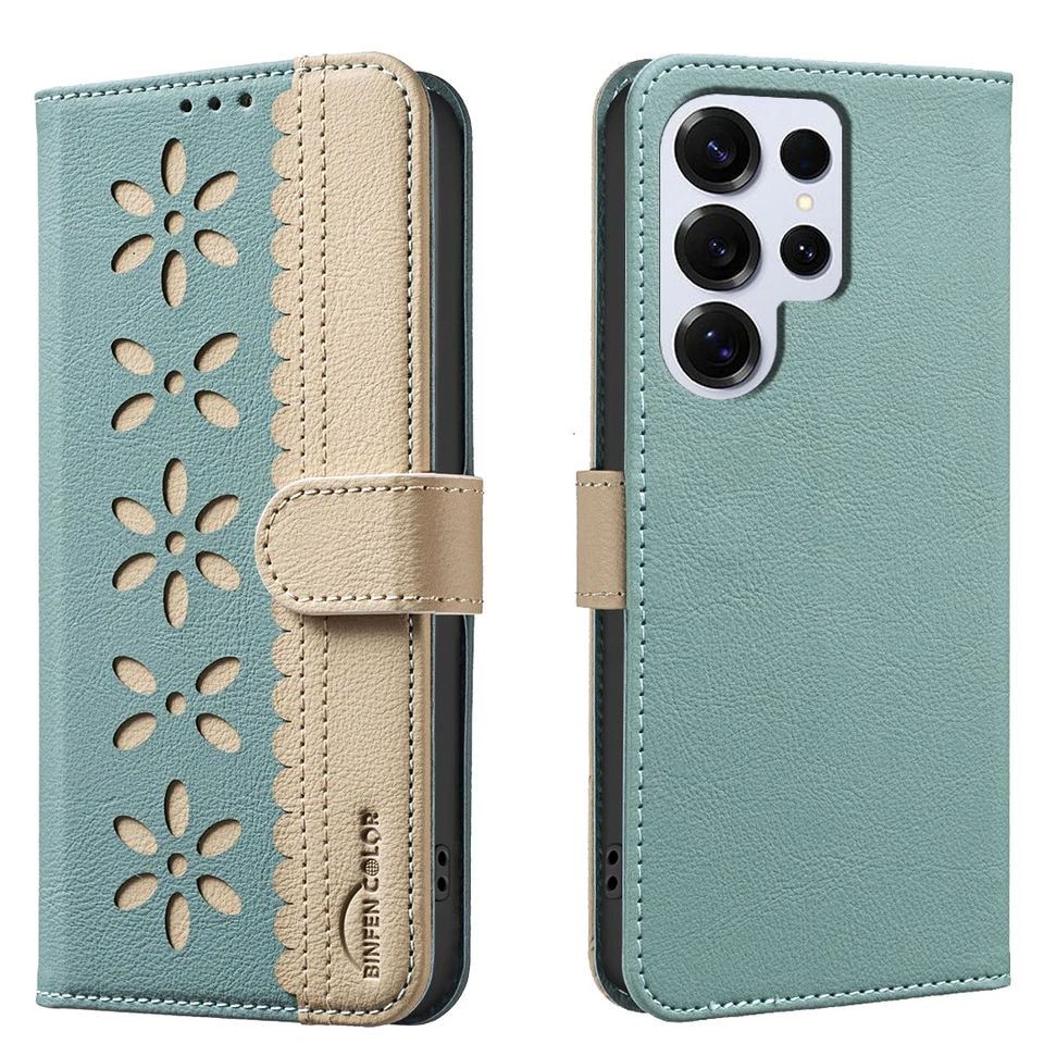 For Samsung Galaxy S25/S24/S23/S22/S21 Flower Print PU Leather Flip Stand Case - Image 2 of 4