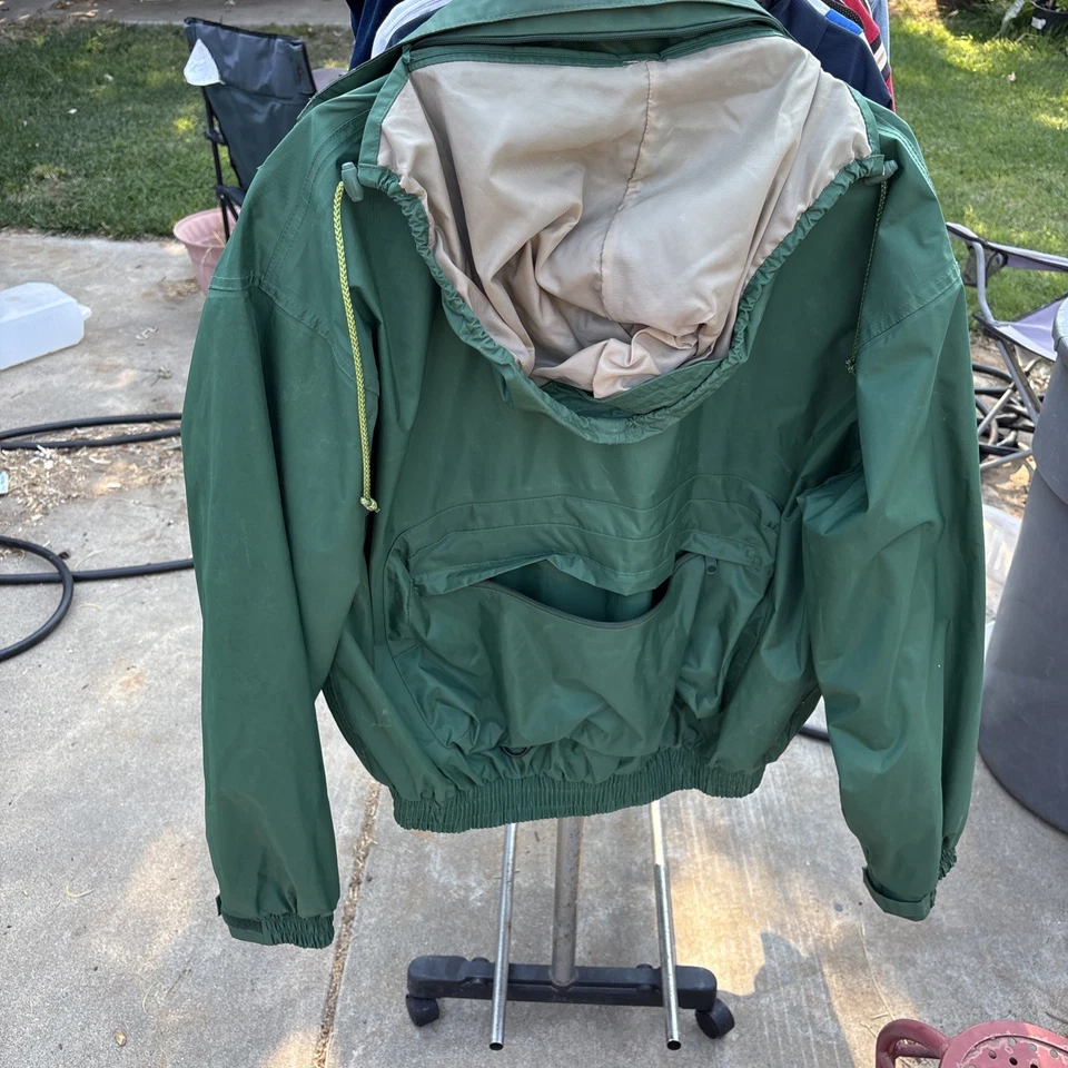 Chaqueta de Caza de Pesca Hodgman Lakestream Grande Verde Abrigo de Lluvia con Capucha De Colección Foto 3 de 4