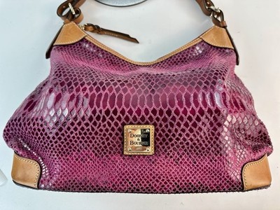DOONEY & BOURKE ERICA HOBO BAG SNAKE EMBOSSED FUCHSIA LEATHER PURSE
