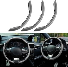 3PCS Carbon Fiber Car Steering Wheel Cover, Anti-Skid Leather Vehicle Se