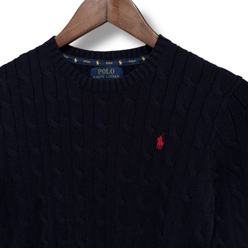 Polo Ralph Lauren Youth Boys Cable Knit Sweater Navy Size Medium 15 x 21 - Picture 3 of 4