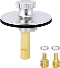 Bathtub Drain Stopper, Durable Metal Lift-And-Turn Tub Stopper, 2 Threading Adap