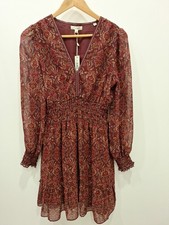 Max Studio London Women's M  Dress Floral Smocked Ruffle Boho Cottage Core NWT