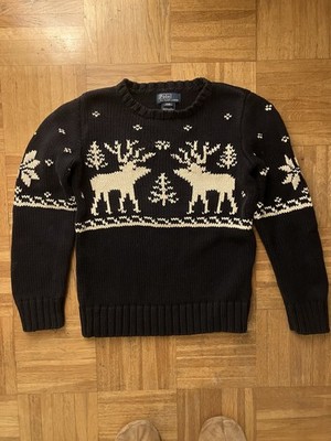 Winter  Pullover Kinder Ralph Lauren Polo Dunkelblau Rentier Gr. S Baumwolle 
