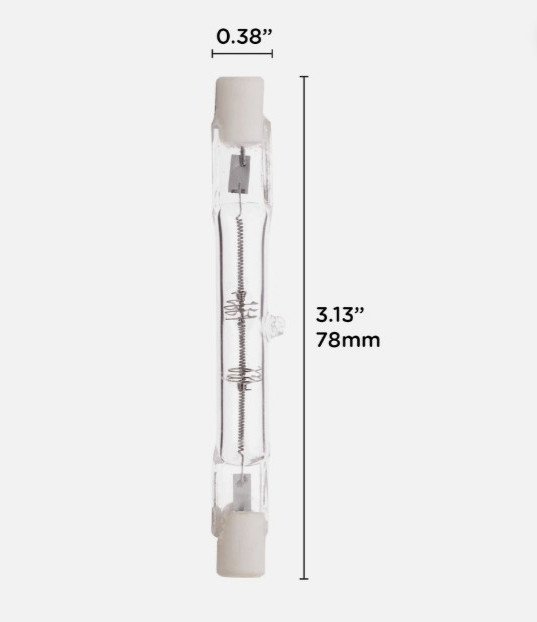 2x Satco S3135 78mm Clear Bulbs 150W 120V T3 Double Ended R7s