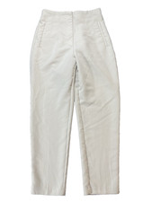 Zara Women's High-Rise Straight Leg Pant Size Medium Beige Cream Career Office