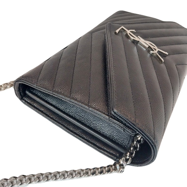 Saint Laurent Nero Monogram Matelassé Cassandra Medium Argento Catena Tracolla