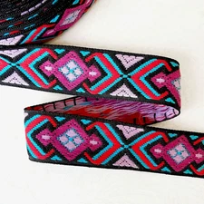 Diamond Vision Jacquard - Magenta, Lilac, Turquoise on Black 10 yards.
