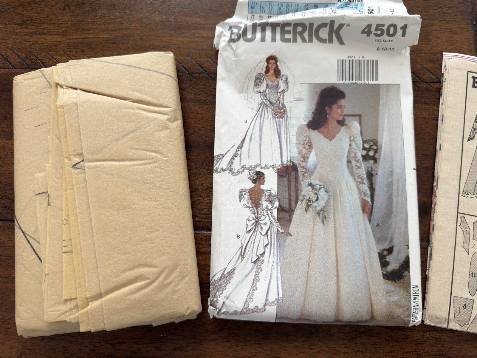 Butterick Pattern 4501 Wedding Dress, Drop Waist, Sleeve Options Size 8 ...