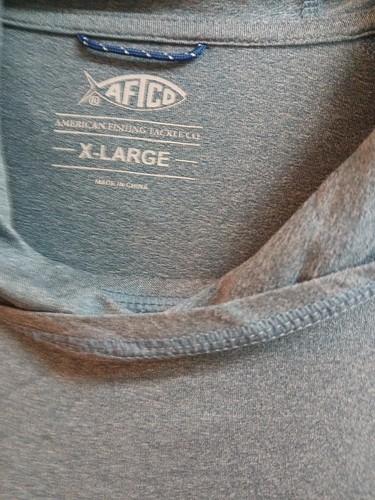AFTCO Felpa con Cappuccio Camicia Uomo Taglia X Large Blu Manica Lunga UPF Pesca Pullover - Foto 5 di 5