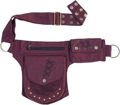Waist Pack 20cm X 5cm X 28cm Maroon Canvas Adjustable Hip Belt - Travel Bag