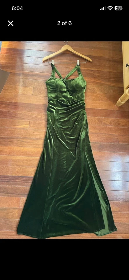 Azazie mero Women’s Olive Green Bridesmaid Dress  A8 Altered To Size 6 Worn Once - Image 2 of 4