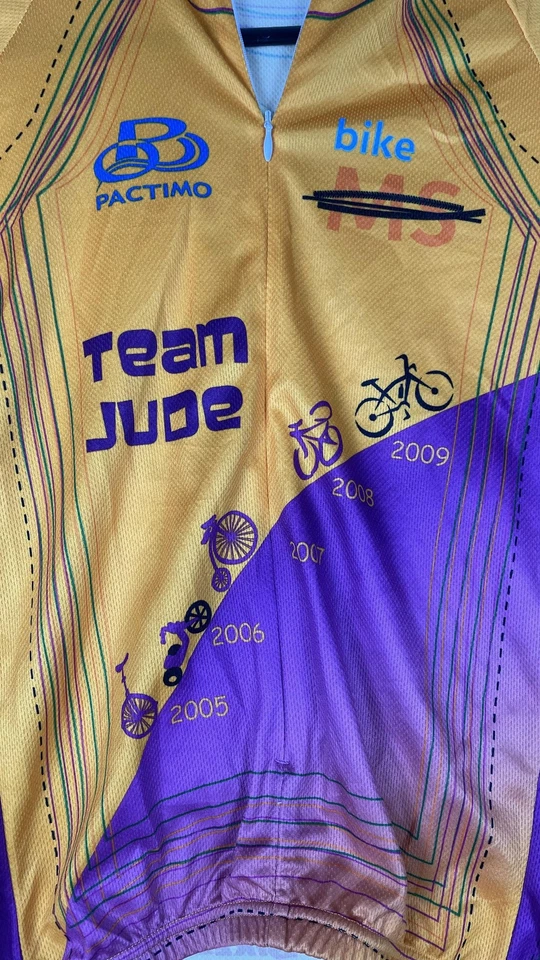 Camiseta de ciclismo Pactimo para mujer XS amarilla púrpura Team Jude Bike MS manga corta Foto 2 de 4