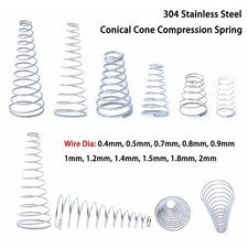 304 Stainless Steel Conical Cone Compression Springs Wire Dia 0.4mm - 2mm
