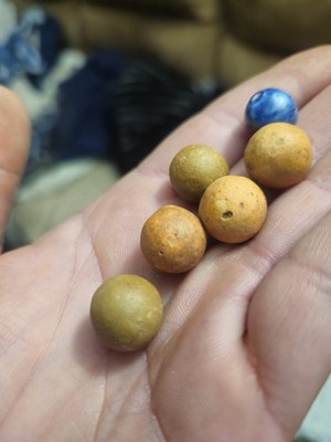 6Antique Bennington Clay Marbles