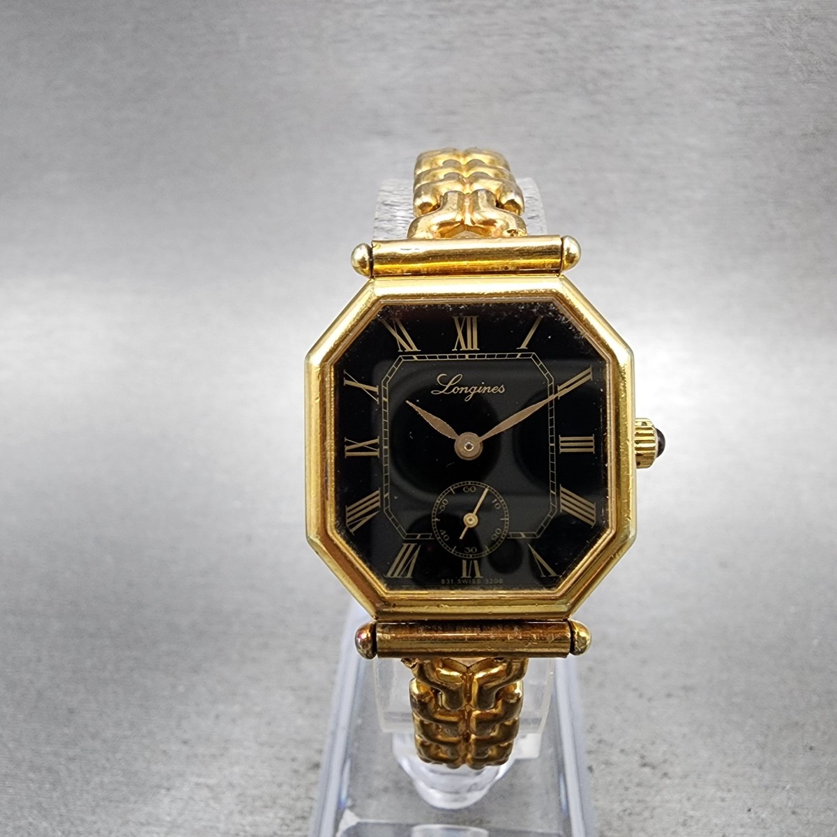 ね*コ様 ⭕LONGINESレディースアナログ腕時計 ゴールド/ブラック、ジャン Longines Watch Women 24mm Black Dial Gold Plated Manual Wind Runs