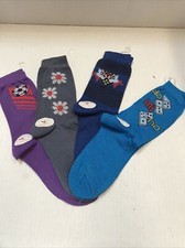 4 Pairs Women's Junior's Roll Earth Multi-Colored Socks Size 6-8 7-PO-2 