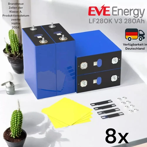 8 x EVE LF280K V3 A Grade 280 Ah LiFePO4-Zellen 3.2V Lithium-Eisenphosphat