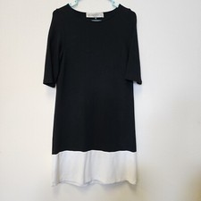 Zaraknit Dress L Knit Black Wht Minimalist Lagenlook Modest Art Goth Fall Winter