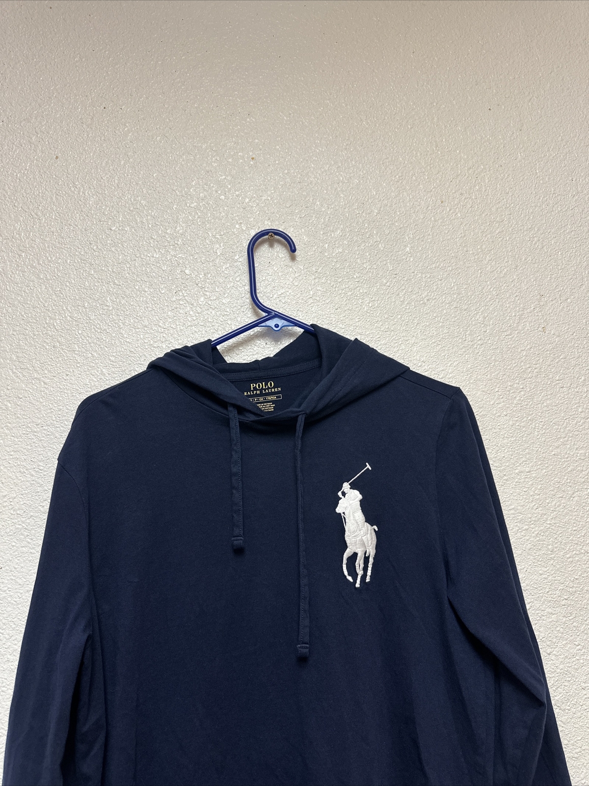 Polo Ralph Lauren ""Polo 1967" grande pony manica lunga blu con cappuccio taglia S