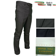 Pantalone Uomo Classico Fresco Lana Senza Pens Elegante DROP 4 48 50 52 54 56 58