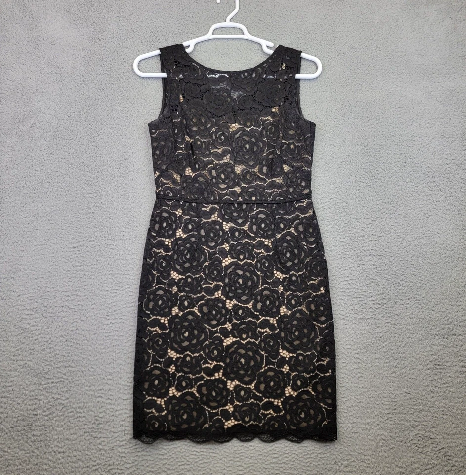 Vestido Ellen Tracy Mujer 8 Negro Encaje Funda Cóctel Fiesta Glamour Elegante Formal Foto 2 de 4