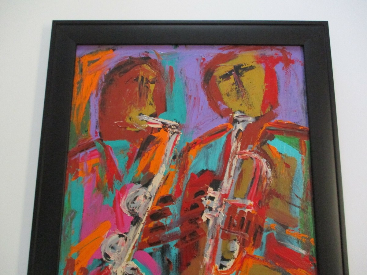ABSTRACT EXPRESSIONISM PAINTING MUSICIANS JAZZ PORTRAIT BAND