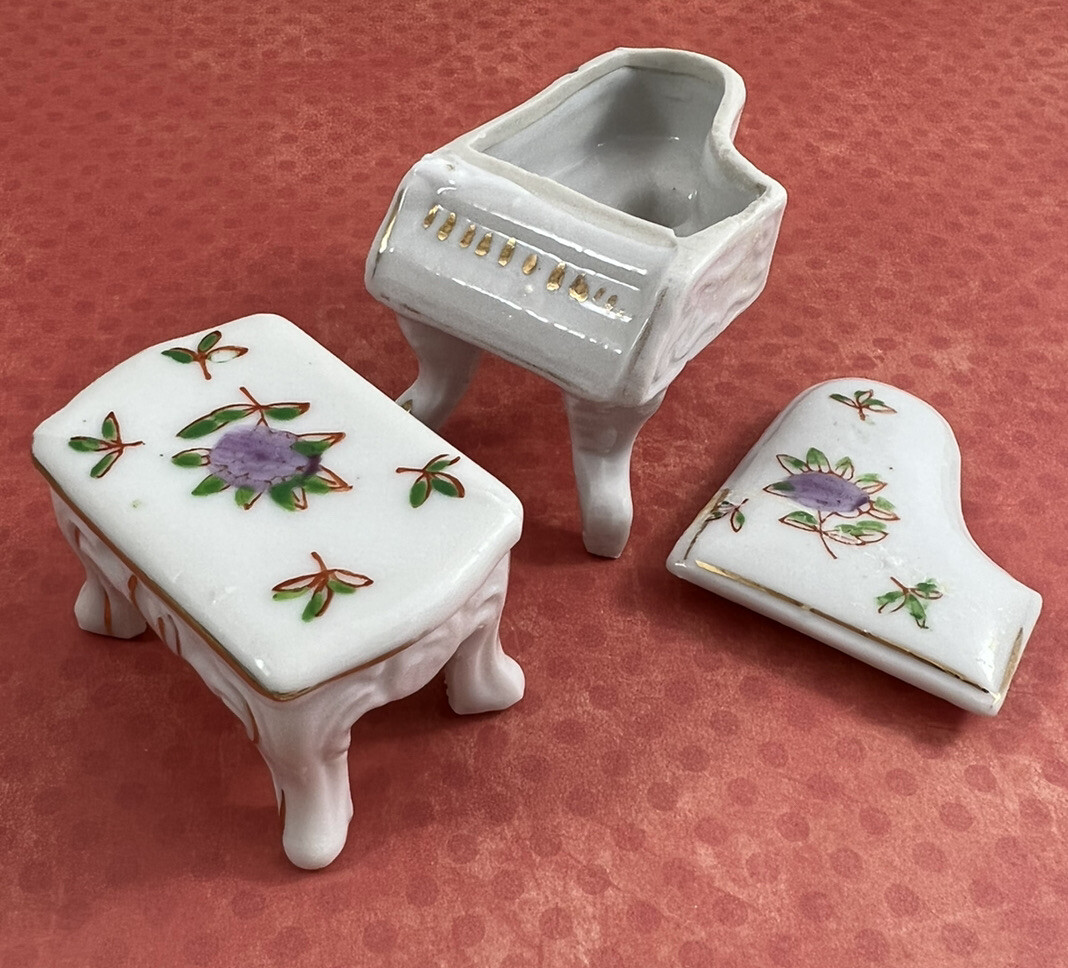 Vintage Ceramic Porcelain Doll House Mini Furniture Floral
