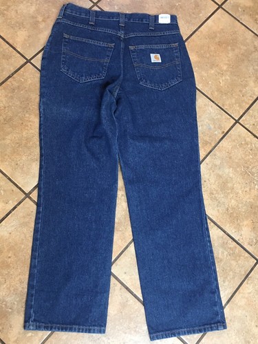 NWT Carhartt Men Relaxed Fit Work Carpenter Blue Jeans 30/28 - Picture 2 of 7