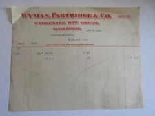 1922 Wyman, Partridge & Co Minneapolis Invoice/Bill Rystad Bros Rembrandt, IA
