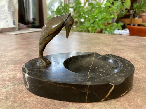 TYPICAL ART DECO * Marabout on marble base - Marble default - SOLD AS IS - Bild 3 von 8