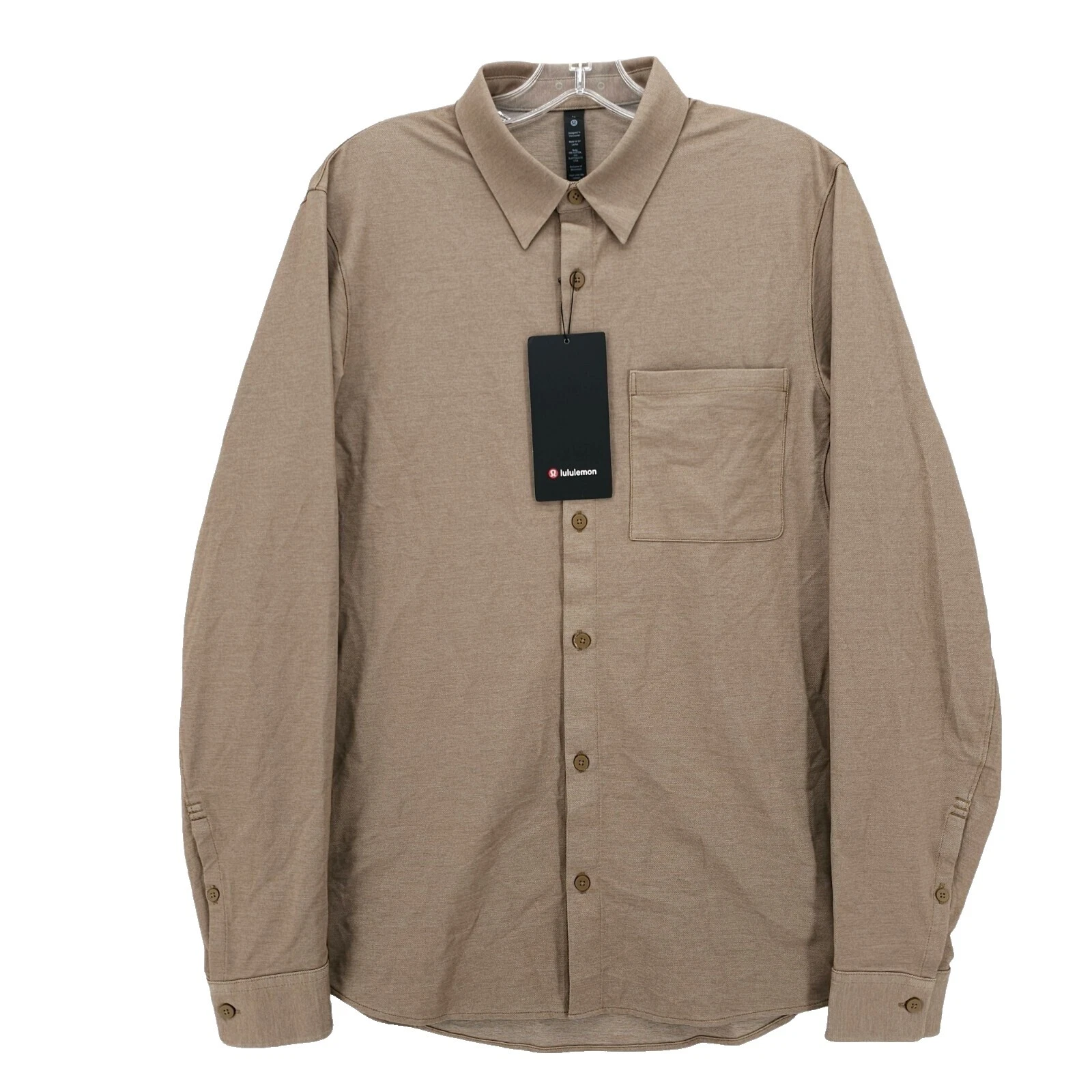 Lululemon Polyester Solid Casual Button-Down Shirts for Men