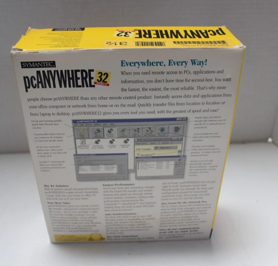 Vintage SYMANTEC PC ANYWHERE 32 Version 7.5 Windows 95 NT 3.1 DOS - Image 3 of 4