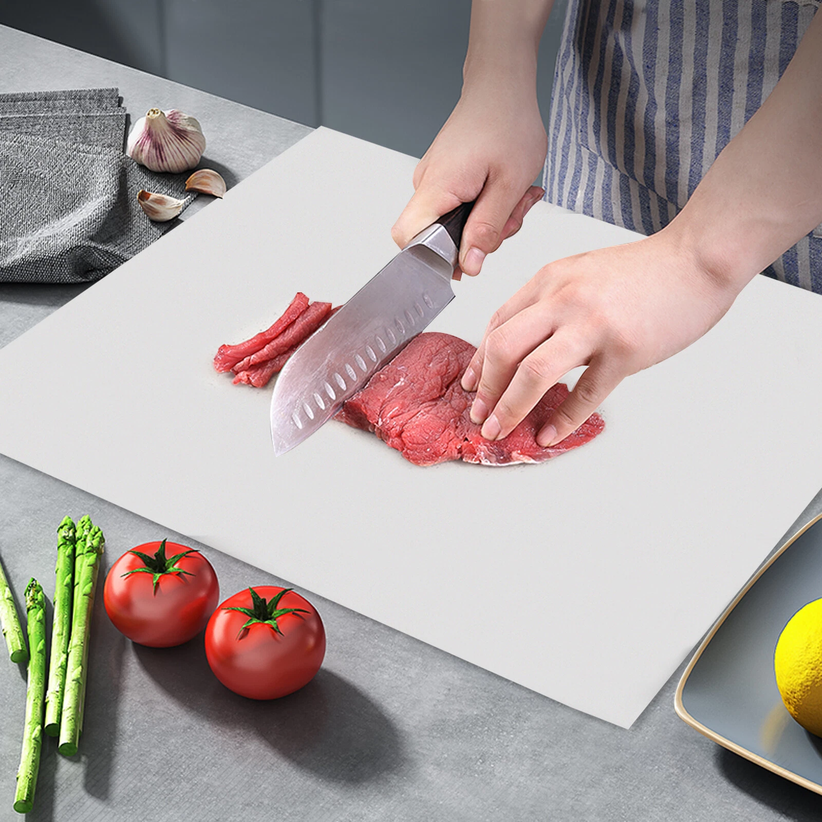 24 x 16 In Large Kitchen Chopping Board Durable Stainless Steel Cutting Board