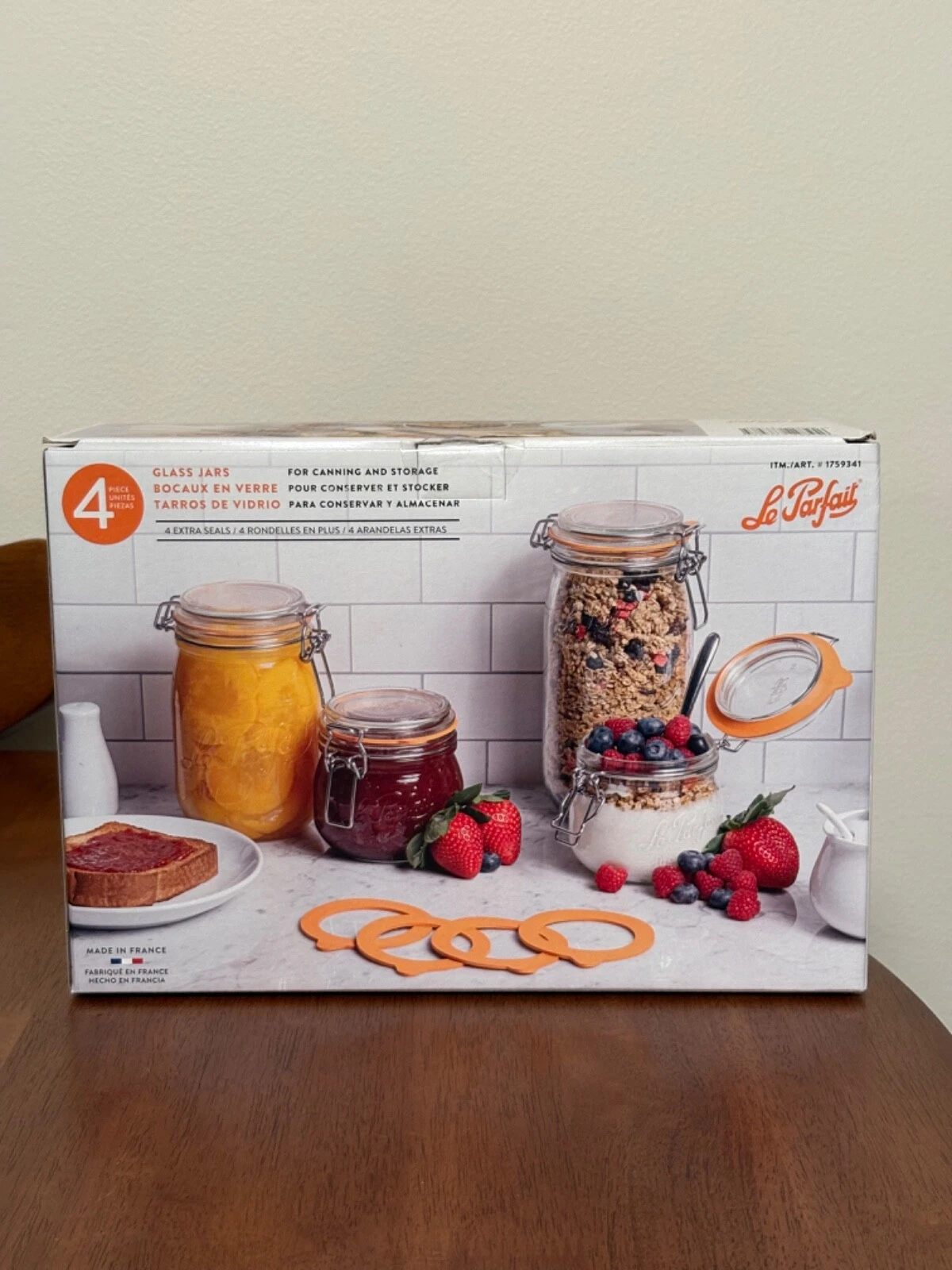 NEW Le Parfait Super Canning Storage Jars With Lid Set of 4 Made in France