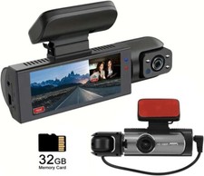 Dash Cam Front  Rear Car DVR 32GB SD Card 3.16" IPS Screen 1080P HD Dual Lens