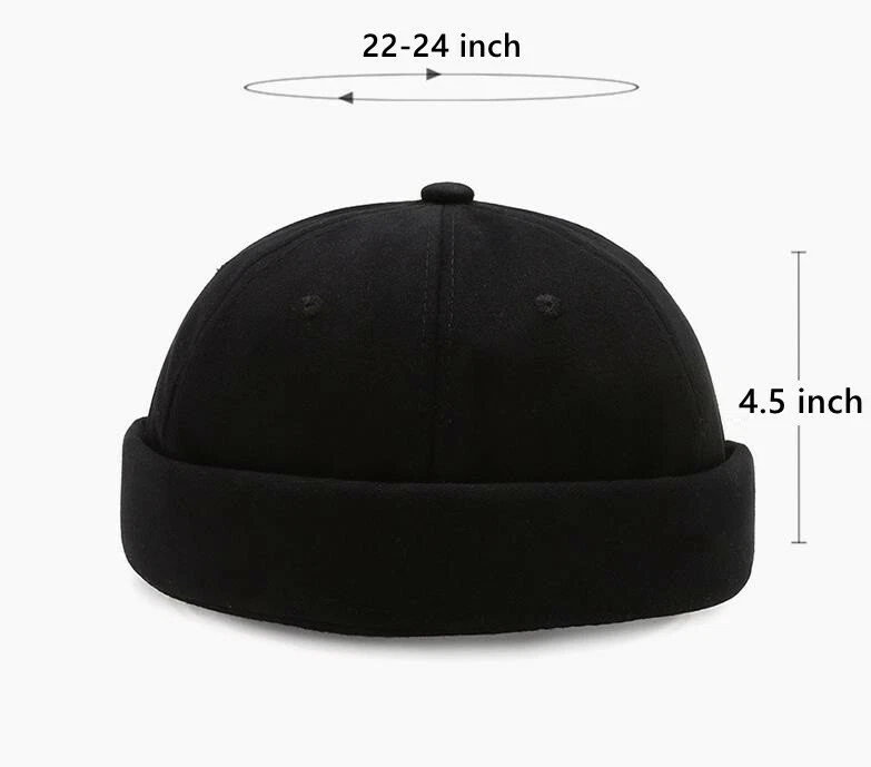 Hombres Retro Sin Ala Sombrero Calavera Gorra Marinero Gorro Puño Enrollado Pintura Ajustable Foto 3 de 4