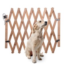 Wooden Freestanding Foldable Pet Gate Isolation Accordion Dog Fence Expandable